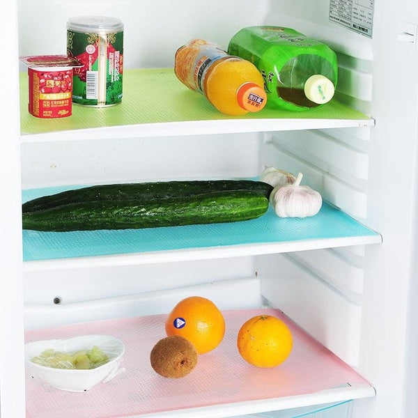 4pcs Refrigerator Liners Mats: Washable, Waterproof & Oilproof - Perfect for Shelves, Freezer, Cupboard, Cabinet & Drawer