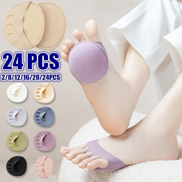 2-8-12-16-20-24PCS Foot Care Pads Thin Breathable Sweat-absorbent Non-slip Corrective Toe Socks Women's High Heels Invisible Forefoot Patch