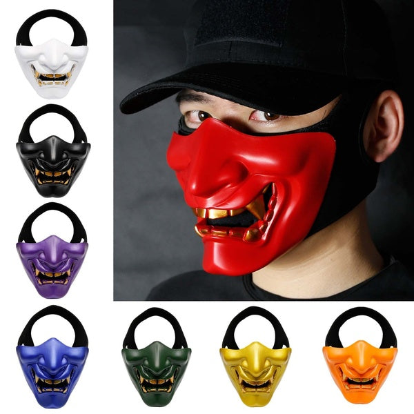 8 Colors Half Face Mask Cosplay Kabuki Samurai Devil Tactical Halloween Party Festival Prom COS Devil Horror Face Masks