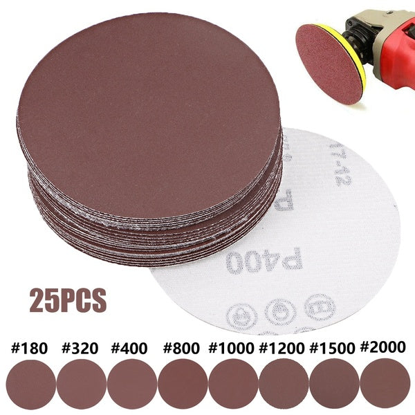 25Pcs 4 pouces - 100mm disque de ponçage à crochet et boucle papier de verre de flocage pour ponceuse orbitale aléatoire, 180 grains-2000 grains