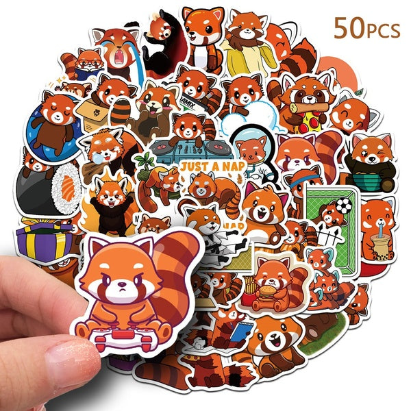 50 Pcs Cute Red Panda Stickers Turning Sticker Laptop Water Bottle Phone Skateboard Stickers for Teens Girls Kids