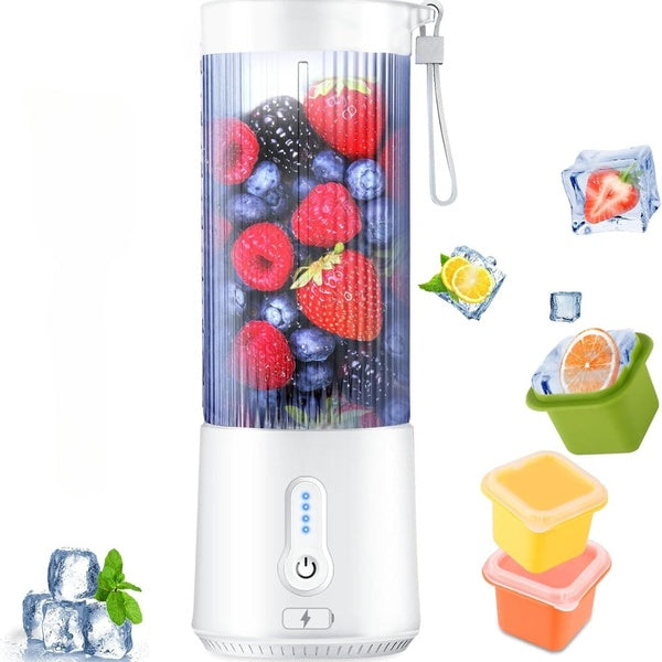 Portable Blender Personal Juicer - USB Rechargeable with 6 Blades for Smoothies Shakes Baby Food and Proteins - Kitchen Home Office Gym Sports and Tr