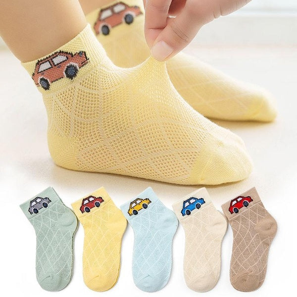 5 Pairs 1 To 11 Years Children's Socks 2024 Summer Baby Boys Girls Cotton Mesh Breathable Thin Soft Cute Socks Kids Socks