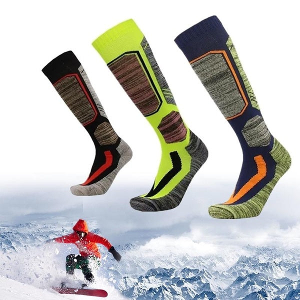 1 Pair Wool Socks Outdoor Sport Winter Autumn Thicken Long Thicker Ski Socks Warm Knee High-Performance Snow Skiing Snowboard Climbing Socks for Men