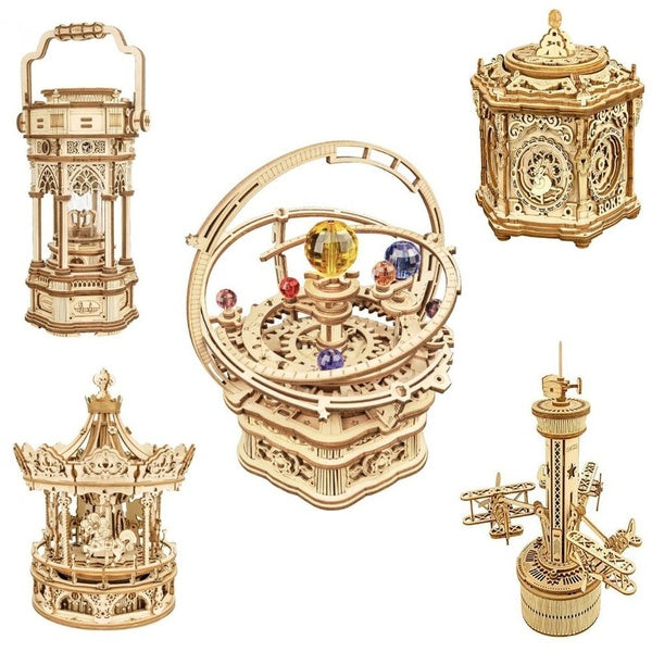 ROKR DIY 3D Wooden Mechanical Music Box Puzzles Brain Teaser Gift for Kids and Adults Hands Craft Robotime