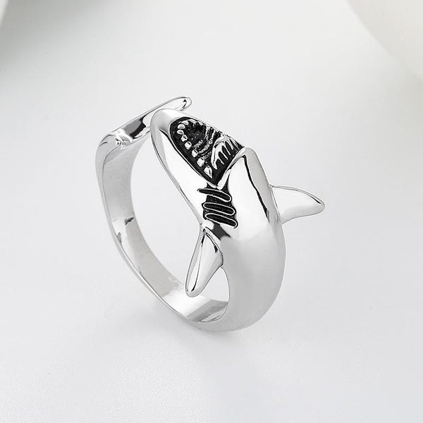 New Novel Marine Shark Ring For Men Women Copper Vintage Resizable Open Anillo Summer Beach Surfer Anel Casual Punk Accessories Matron Inn