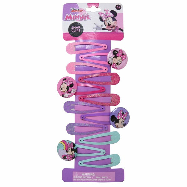 Disney Minnie Mouse Glitter Hair Clips Girls Accessories, Dress Up and Pretend Play, Multicolor, 12pc, Ages 3+