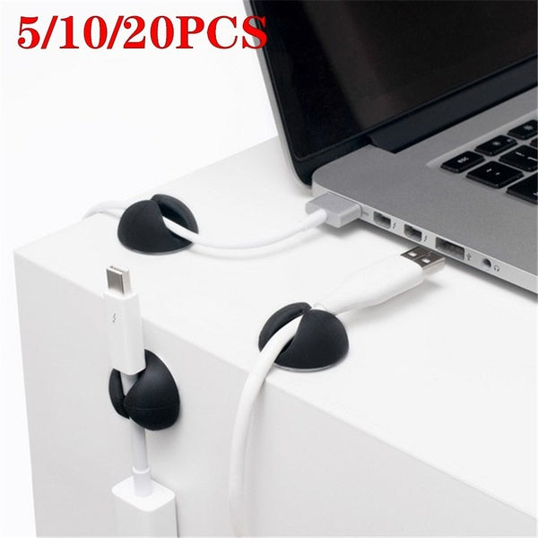 5-10-20Pcs pack Multipurpose Cable Drop Clip Desk Wire Tidy Organiser Cord Lead USB Charger Holder Fixer Color random delivery