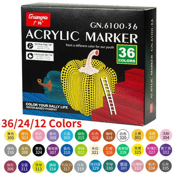 36 Colors 24 Colors 12 Colors Double-Ended Pastel Acrylic Paint Markers, Super Fine and Point Tip, Waterproof Hand Painted DIY Graffiti Acrylic Paint