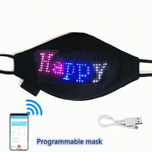 Masque facial programmable LED Bluetooth Signe personnalisé Filtre PM 2,5 rechargeable USB