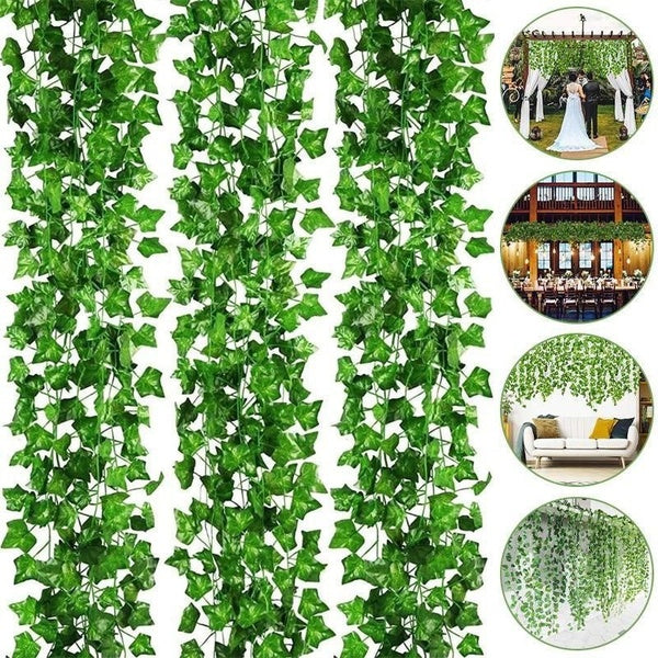 1-3-6-12pcs Artificial Hanging Plants 3.6ft Fake Ivy Vine Greenery Leaves for House Room Garden Wall Decor Indoor Outdoor Wedding Garland Decoration