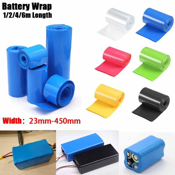1-2-4-6m Longueur Batterie Thermorétractable Tube Wrap Peau PVC Tube Rétractable Film Bande Manches Isolation Électrique