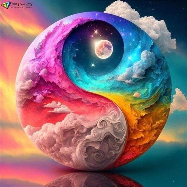 FIYO Tai Chi DIY 5D Diamond Painting Full Drill with Number Kits Home and Kitchen Fashion Mosaic Diamond Painting Canvas Wall Decoration Gift Crafts