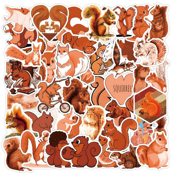 10-55Pcs Cute Squirrel Stickers Lovely Sciuridae Animal Graffiti Kids Toy Skateboard Car Motorcycle Bicycle Sticker Decals
