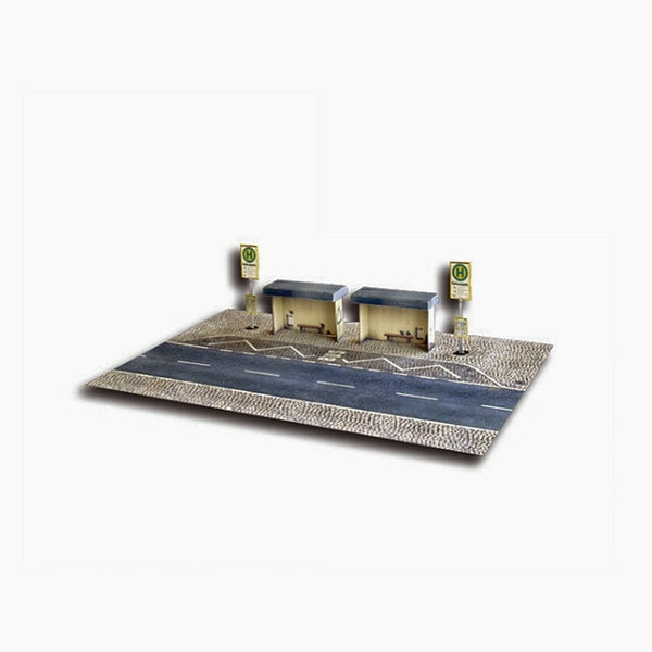 Model Bus Station Ho Scale 1:64-1:72-1:76-1:87 Assembled Building Paper Model Diy Street Scene Layout Decoration