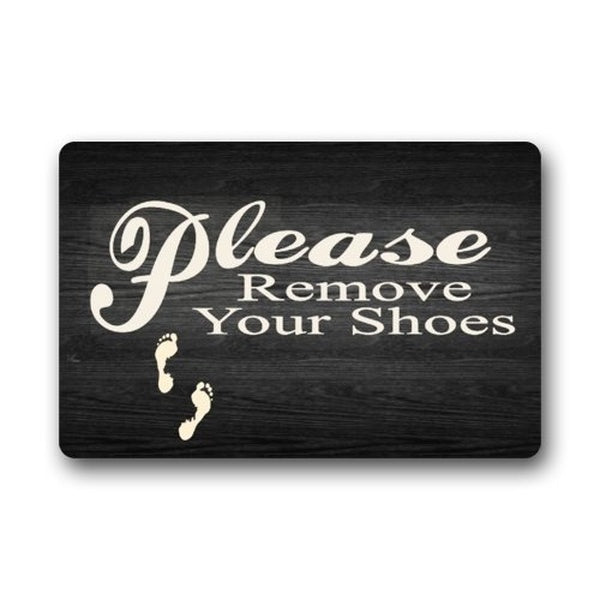 Tapis de porte décoratif personnalisé Veuillez retirer vos chaussures Tapis de sol Paillasson en caoutchouc intérieur extérieur lavable