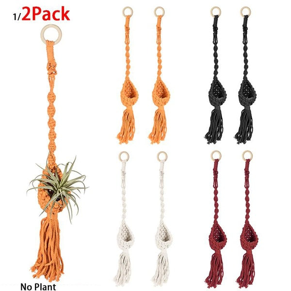 1-2Pack Macrame Air Hanging Planter Flower Pots Home Decor Decorative Rope Plant Holder Woven Basket Balcony Garden Bedroom Gift