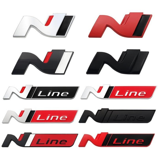 3D N Line Logo Emblem Badge Car Sticker Decal For Hyundai Sonata Elantra Veloster Kona SANTAFE TUCSON IX25 IX35