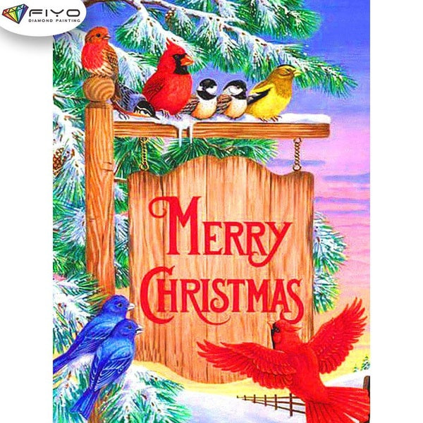 FIYO Christmas Bird Diamond Painting Kits For Adults DIY Christmas 5D Diamond Mosaic Diamond Painting Home and Kitchen Fashion Canvas Pictures Wall D