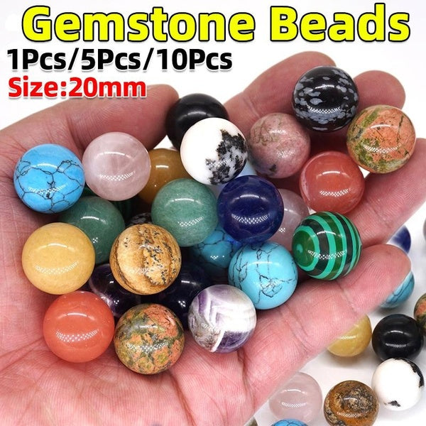 20mm Natural Crystal Gemstone Spheres Healing Quartz Amethyst Assorted Cristal Round Beads Stone Art Cristal Room Decor Stone Reiki Ball Home Decor I