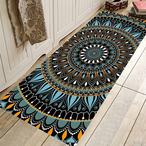 Mandala Printed Runner Rugs for Living Room Bedroom Kitchen Bathroom Non-slip Absorbent Floor Mats Carpet