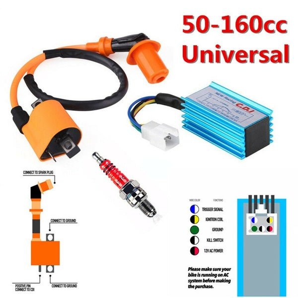 5-pin CDI + Ignition Coil + Spark Plug Racing Ignition Coil CDI Spark Plug GY6 Scooter Moped Dirt Bike 50cc 125cc 150cc