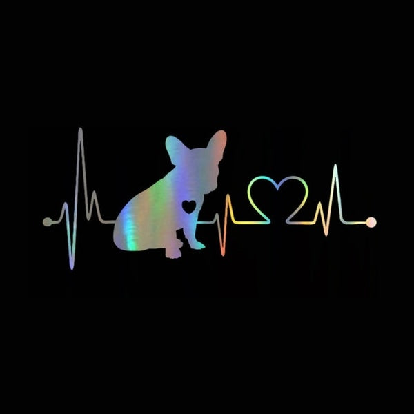 Car Sticker 3D 18*7.7cm French Bulldog Heartbeat Bumper Sticker On Car Funny Stickers and Decals Vinyl Decor Car Styling