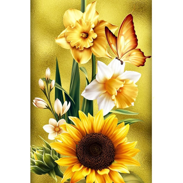 Butterfly and Sunflower DIY 5D Diamond Painting by Number Kits Painting Cross Stitch Full Drill Crystal Rhinestone Embroidery Pictures Arts Craft for