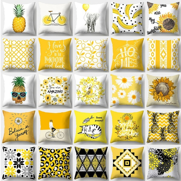 Yellow Flower Pillowcases 45x45cm Pillow Covers Sofa Cushion Cover Bedding Home Decor