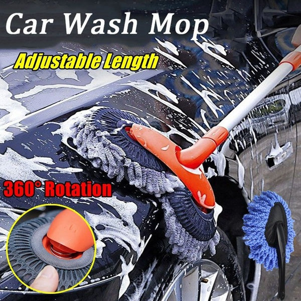 2022 New 360° Rotation Car Wash Brush Dual brush heads Telescoping Long Handle Cleaning Mop Chenille Broom Auto Accessories Tool（2 Type）