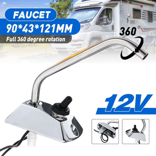 12V Electrically Controlled Faucet RV Water System Automatic Drainage Tea Bar Faucet Water Tank Pump Boat Caravan Camper