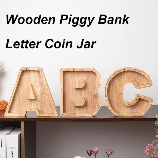 Tirelire à lettres en bois personnalisée 1 pièce, tirelire avec lettres de l'alphabet, décoration de la maison, tirelire d'épargne, cadeau pour enfan
