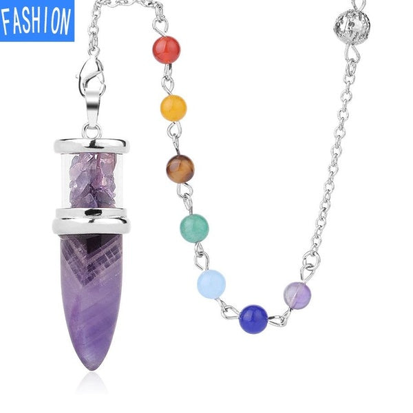 Pendentif sablier en pierre Pendule esprit cristal naturel Collier chakra en pierre originale Bijoux de yoga pour femmes