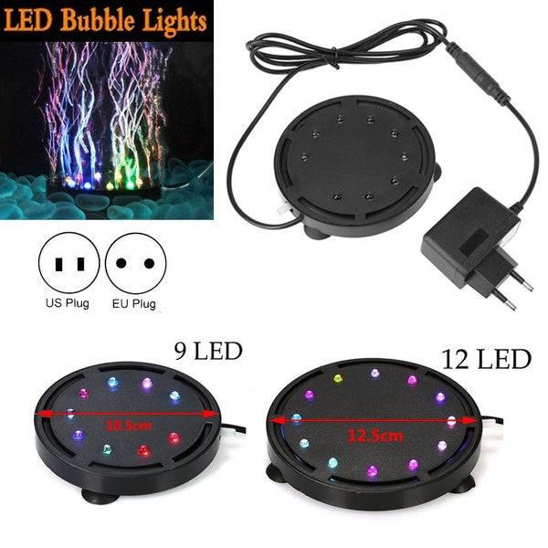 LED Aquarium Air Bulle Lumière Étanche Aquarium Éclairage Submersible Coloré Aquarium Décor Fish Tank Bubbler Lampe EU-US Plug