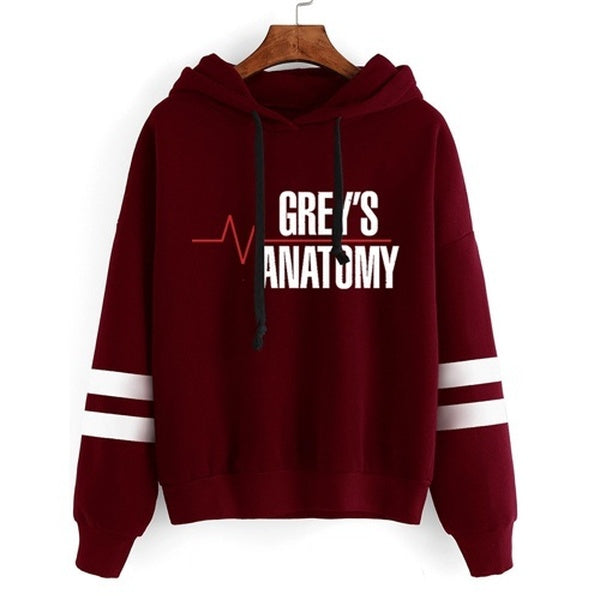 Grey's Anatomy Pure Color Hoodie Warm Sweatshirt Fashion Casual Outerwear