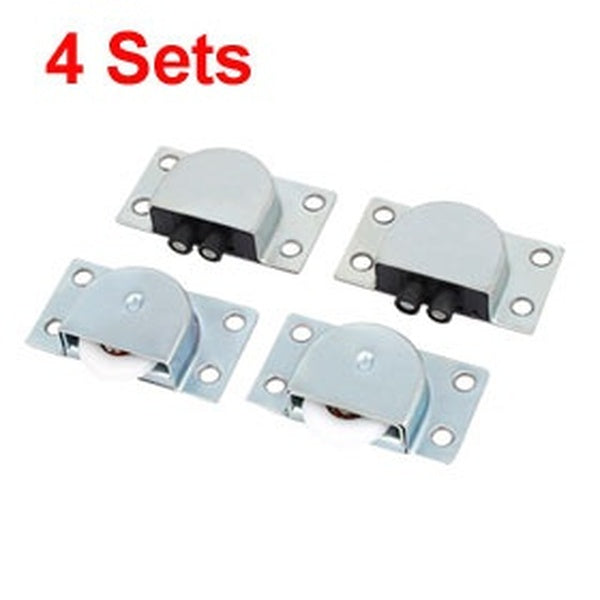 Furniture Wardrobe Stainless Steel Sliding Door Roller 24mm Dia Wheel 4 Sets