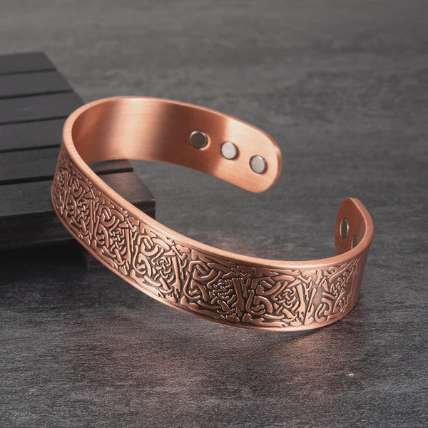 Bracelet magnétique en cuivre véritable manchette réglable en métal 15.5mm de large aimant Bracelet de tension artérielle énergie de santé