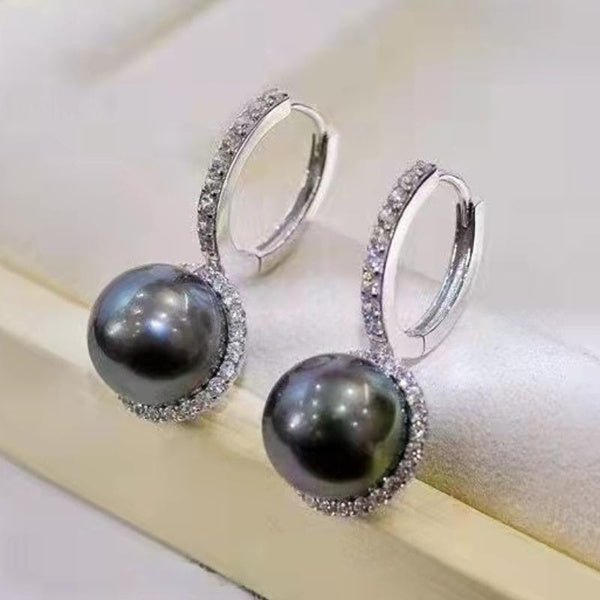 Boucles d'oreilles de mariée élégantes et exquises, en perles noires, pendantes pour femmes, bijoux de mariage, cadeau