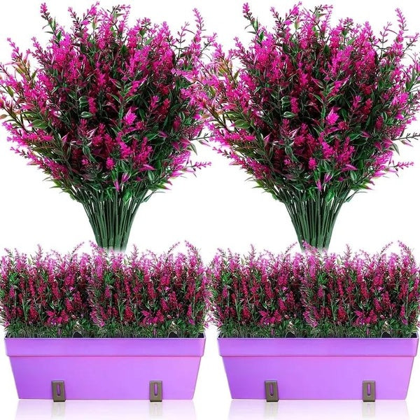 1-16 Bundles Outdoor UV Resistant Fake Flowers, Artificial Lavender Flowers, Oxidation Resistance Artificial Flower, No Fade Faux Plastic Plants, Gar