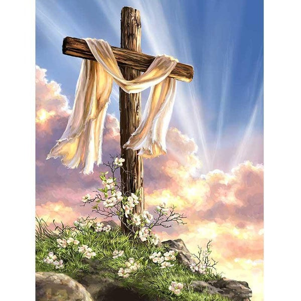 Jesus He is Risen DIY 5D Diamond Painting Full Drill with Number Kits Home and Kitchen Fashion Crystal Rhinestone Cross Stitch Embroidery Paintings C