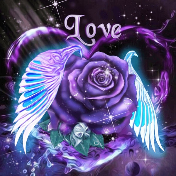 Rose With Wings DIY 5D Diamond Painting Full Drill with Number Kits Home and Kitchen Fashion Crystal Rhinestone Cross Stitch Embroidery Paintings Can