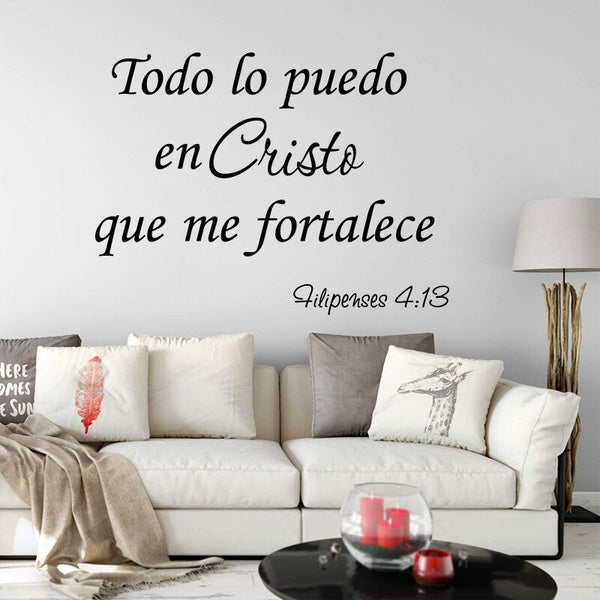 Spanish I Can Do All Things Through Christ Who Strengthens Me Wall Sticker Bedroom Spanish Bible Verse Wall Decal Vinyl Decor