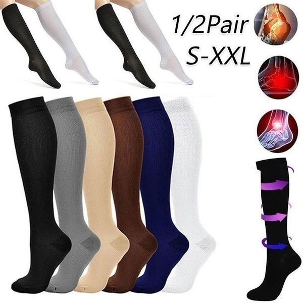 1-2 Pair of Anti Fatigue Compression Socks and Knee Support Socks 15-20mmHg