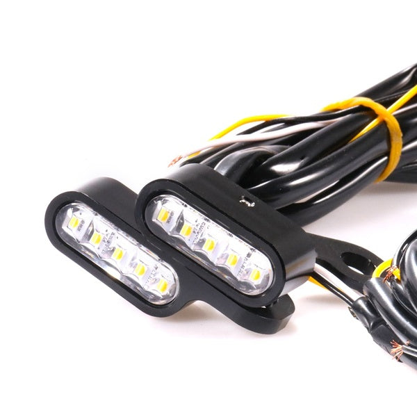 2x Moto Universel Mini 8mm LED Clignotants Indicateurs Rétroviseurs Clignotant Lampe Chopper Café Racer Scooter