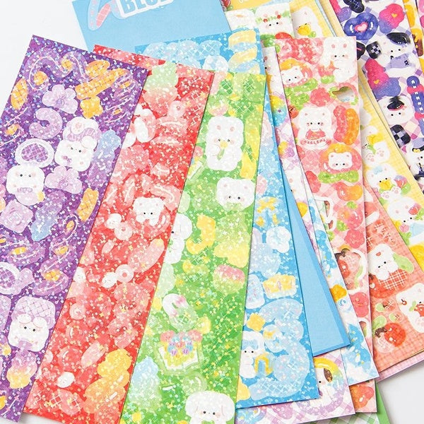 Kawaii manuel autocollants dessin animé Collage Laser autocollant bricolage décoratif Scrapbooking journaux papeterie bricolage artisanat d'art