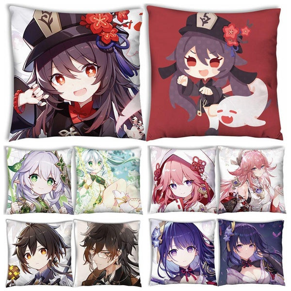 Cartoon Game Genshin Impact Pillow Cover Square Double-sided Pillowcase Sofa Cushion Case