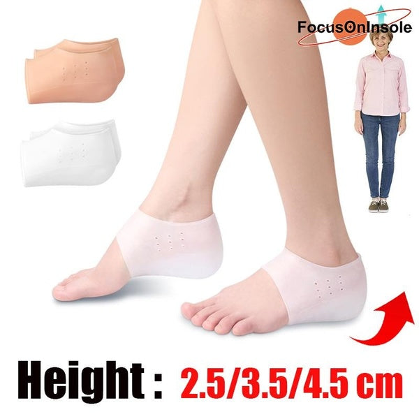 FocusOnInsole 1 Pair Silicone Invisible Height Increase Insole Height Lift Taller 2in1 Height Increase Socks Shoes Pad for Men Women (2.5cm 3.5cm 4.5