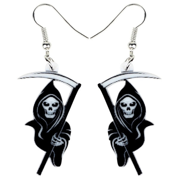 Acrylique Halloween Mort Reaper Boucles D'oreilles Drop Dangle Mode Punk Bijoux Pour Femmes Filles Ados Charmes Cadeaux Fête