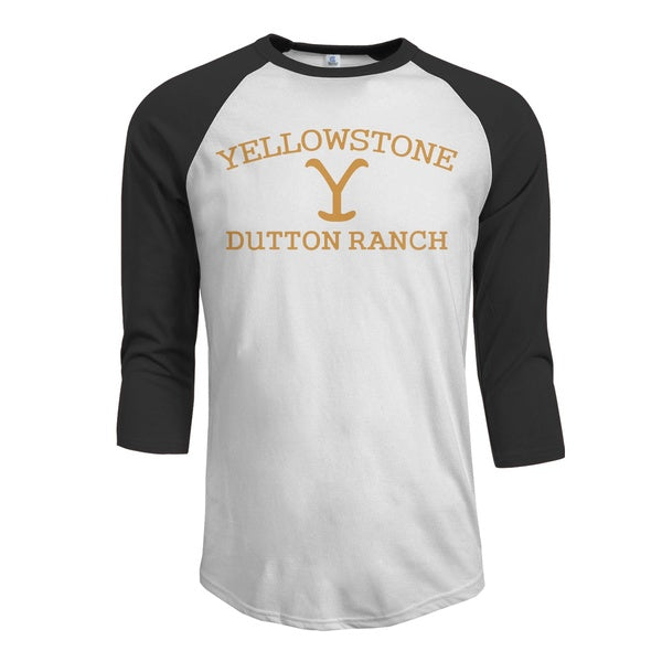 mxnasa Yellowstone Dutton Ranch Logo Hommes Casual Raglan Baseball 3-4-Sleeve T-Shirts Imprimé Athletic Tee Top