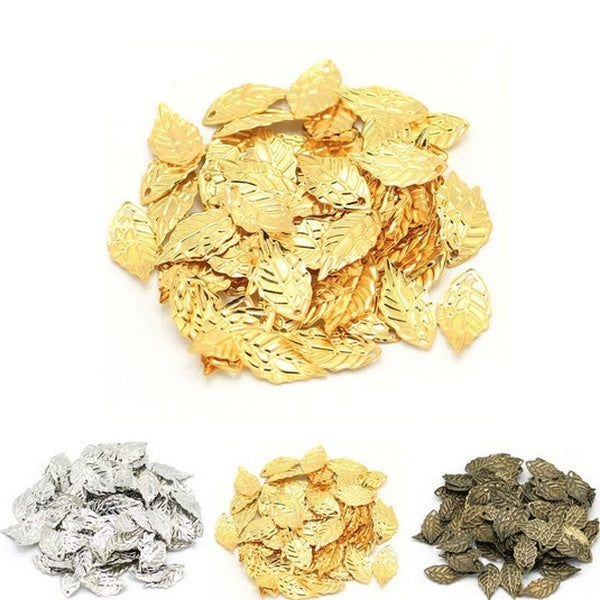 50Pcs 10*18mm Metal Charms Stamping Leaf Earring Charms Pendants DIY Floating Charms for Jewelry Making